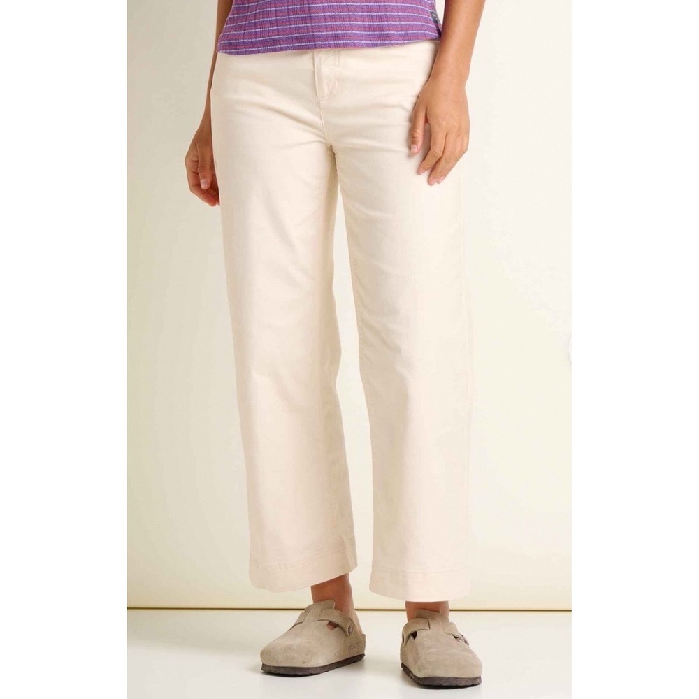Toad & Co Earthworks Wide Leg Crop Pants Salt White Organic Cotton Size 6